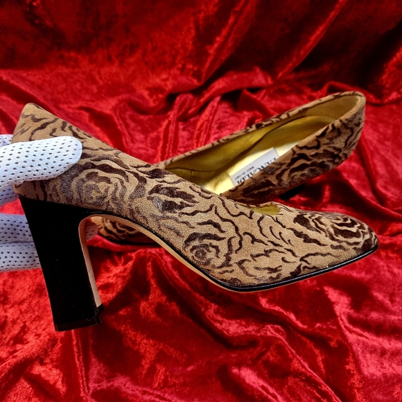 Shoes Vintage PANCALDI Velvet Leather Women Italy 1990s - Picture 9 of 16